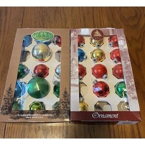 ENCHANTED FOREST Glass Christmas Ornaments~25 Total, 1 3/4" Diameter~Made In USA